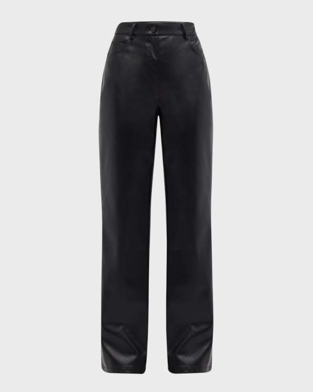 Carrie Mid-Rise Faux Leather Straight Pants